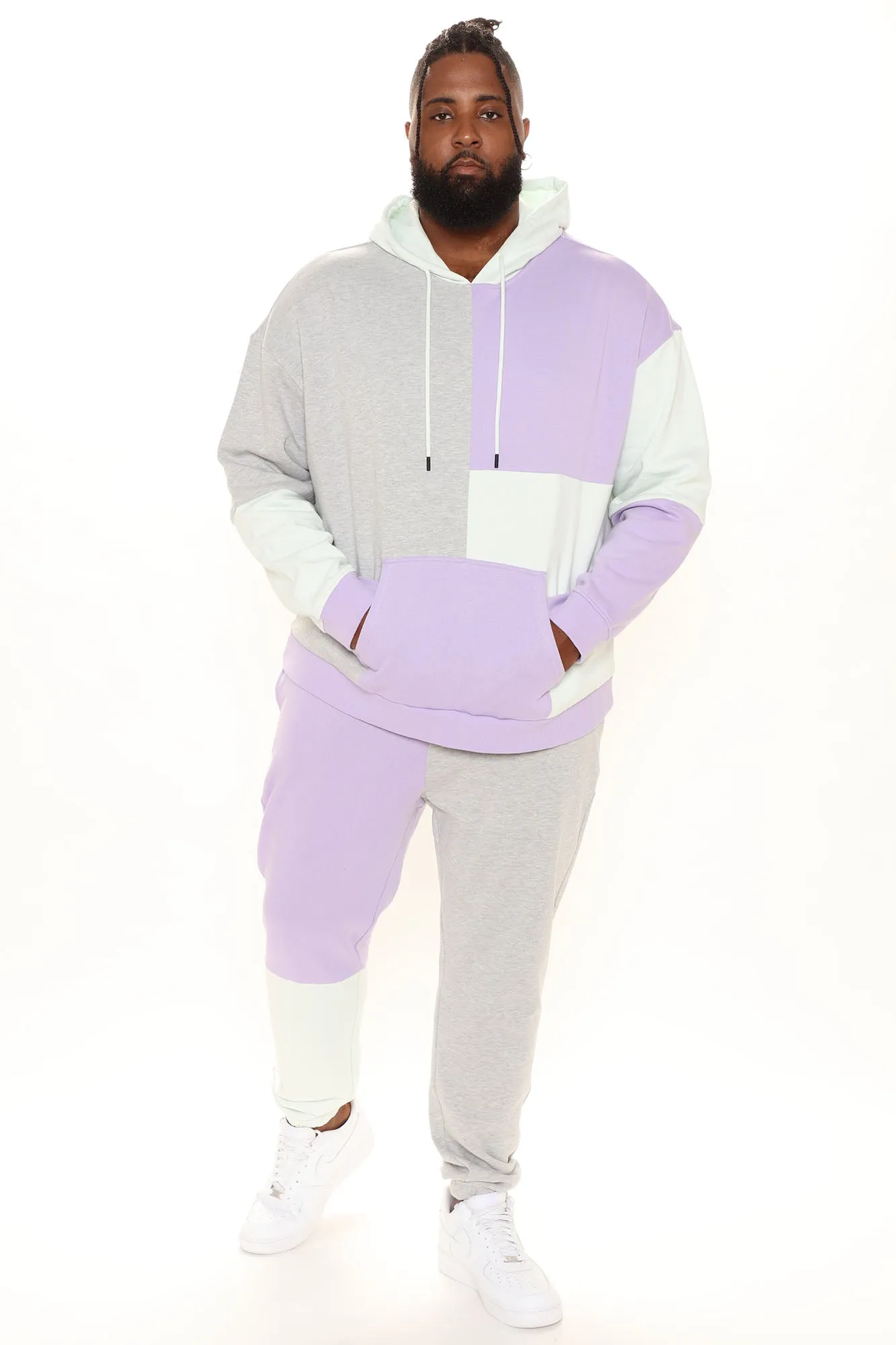 3 Way Color Block Hoodie - Purple/combo