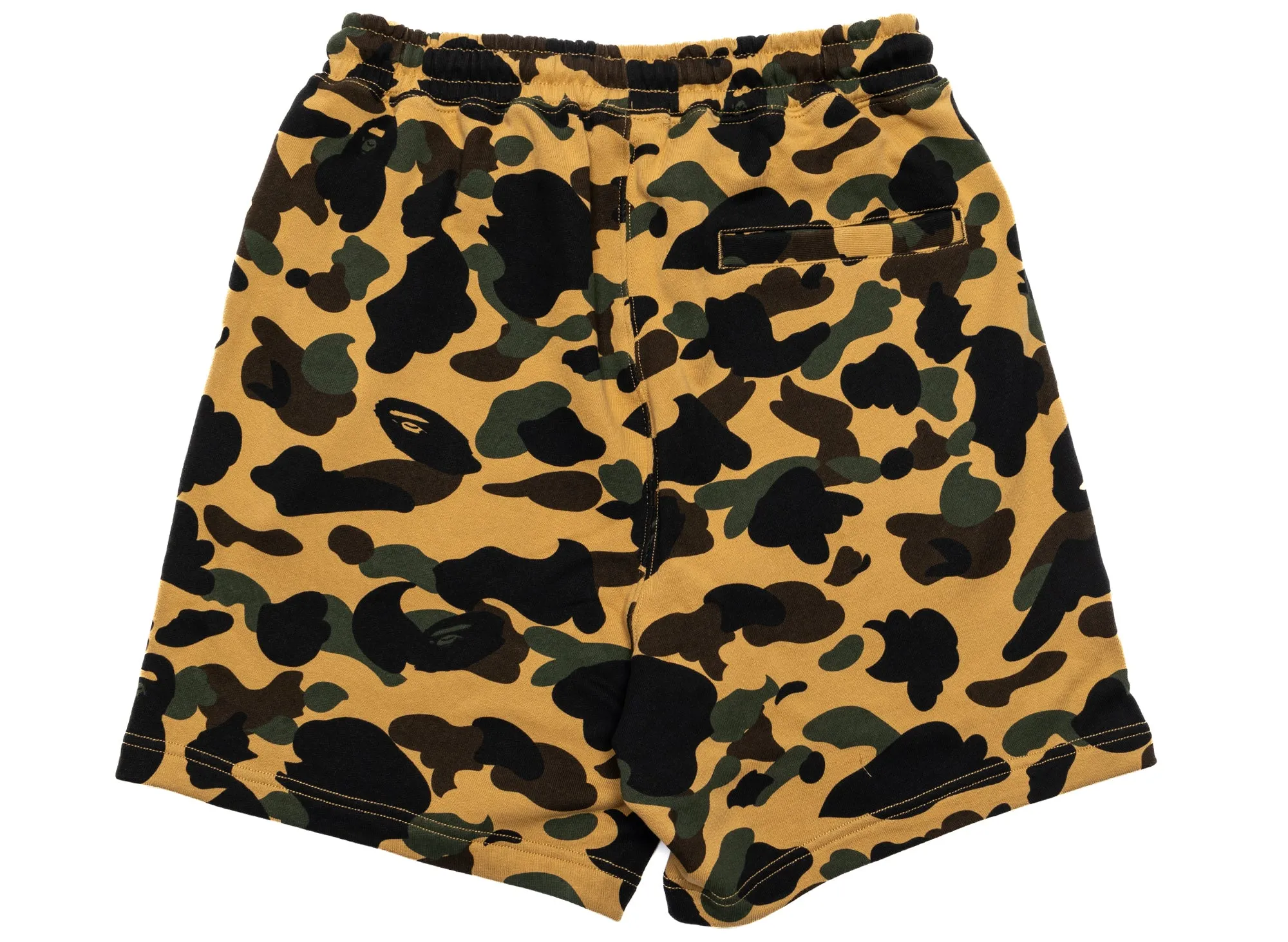 A Bathing Ape 1st Camo Ape Head One Point Sweat Shorts in Yellow xld