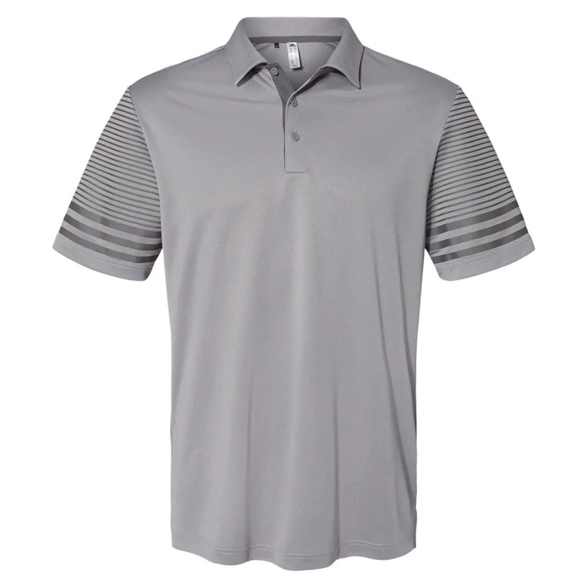 adidas Men's Grey Three/Grey Five Striped Sleeve Sport Shirt