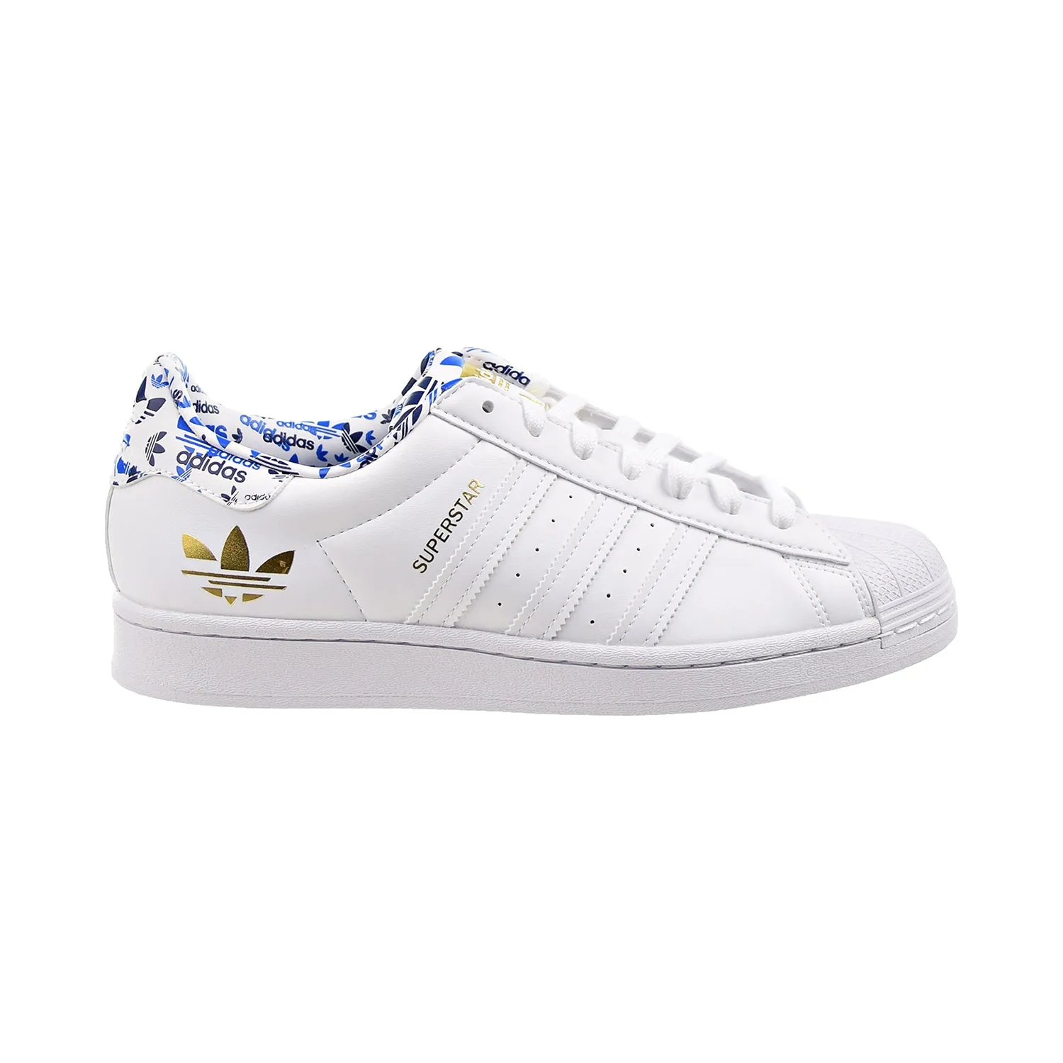 Adidas Superstar Men's Shoes Cloud White-Gold Metallic-Blue