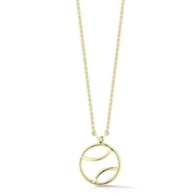 AF Jewelers - Tennis Ball Pendant Necklace with 1 Diamond, Gold Plated Sterling Silver