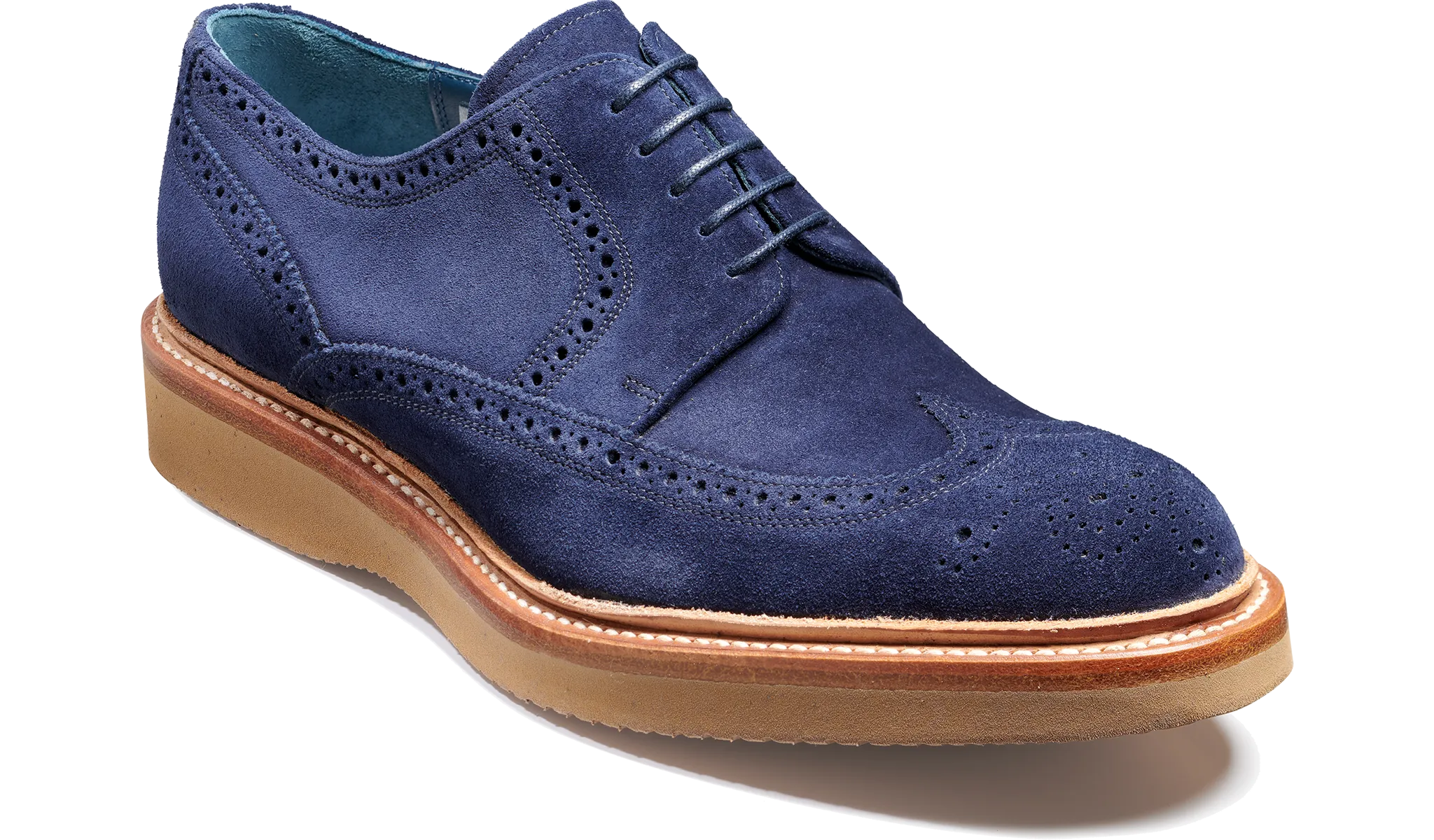 Barker Bill Derby Brogue - Navy Suede