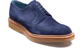 Barker Bill Derby Brogue - Navy Suede