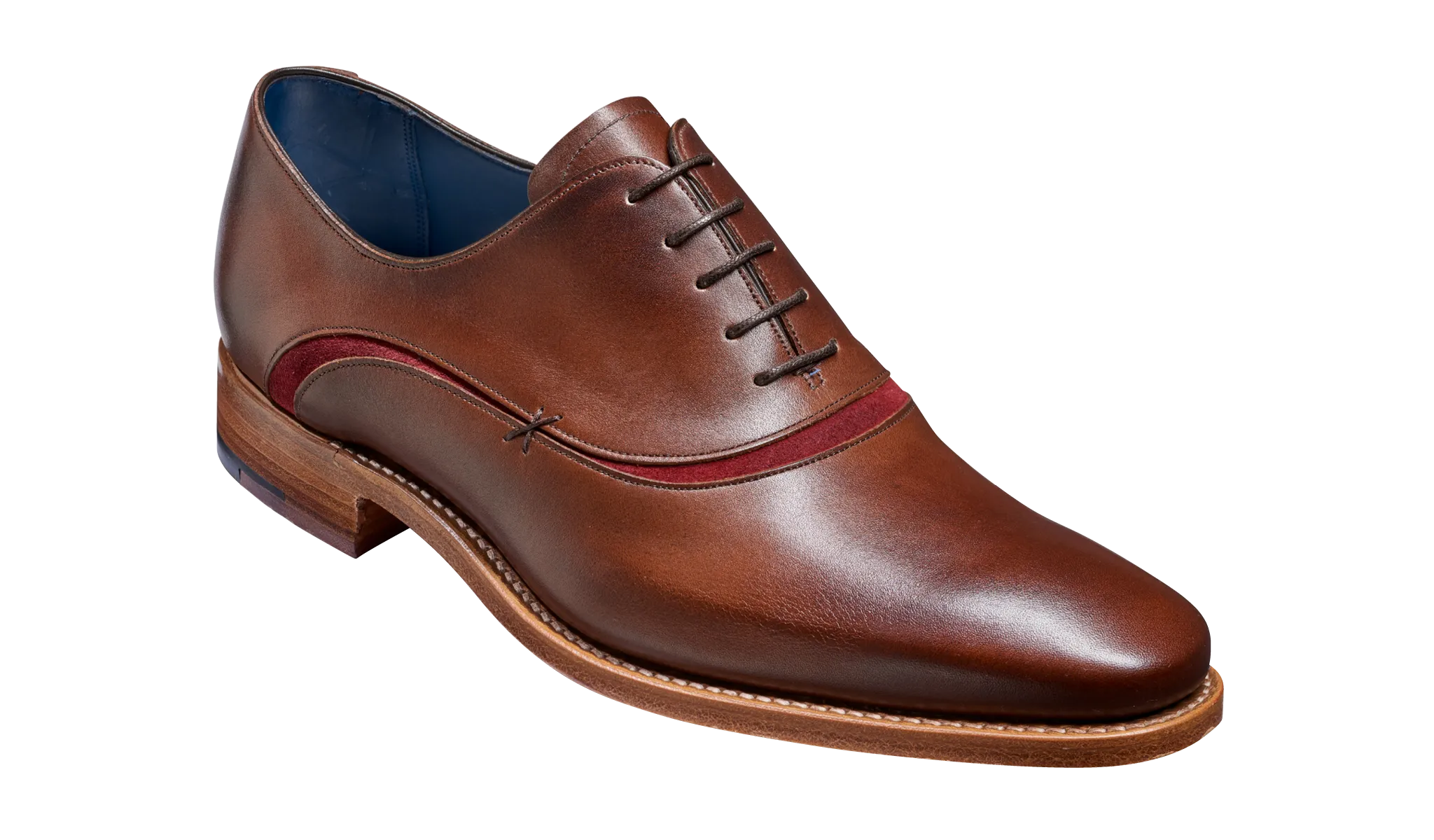 Barker Emerson Oxford Shoe - Walnut Calf / Burgundy Suede