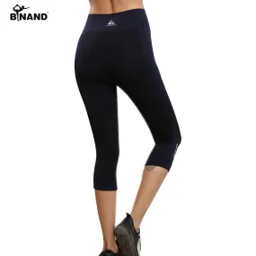 BINAND Summer Women Running Tights Elastic Breathable Sports Pants Slim Push Up Exercise Gym Fitness Yoga Capris 3/4 Pants