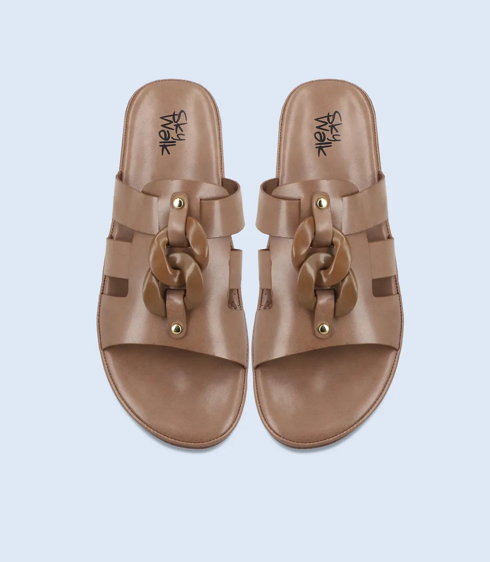 BW9253-DARK/KHAKI-Women Comfort Slipper