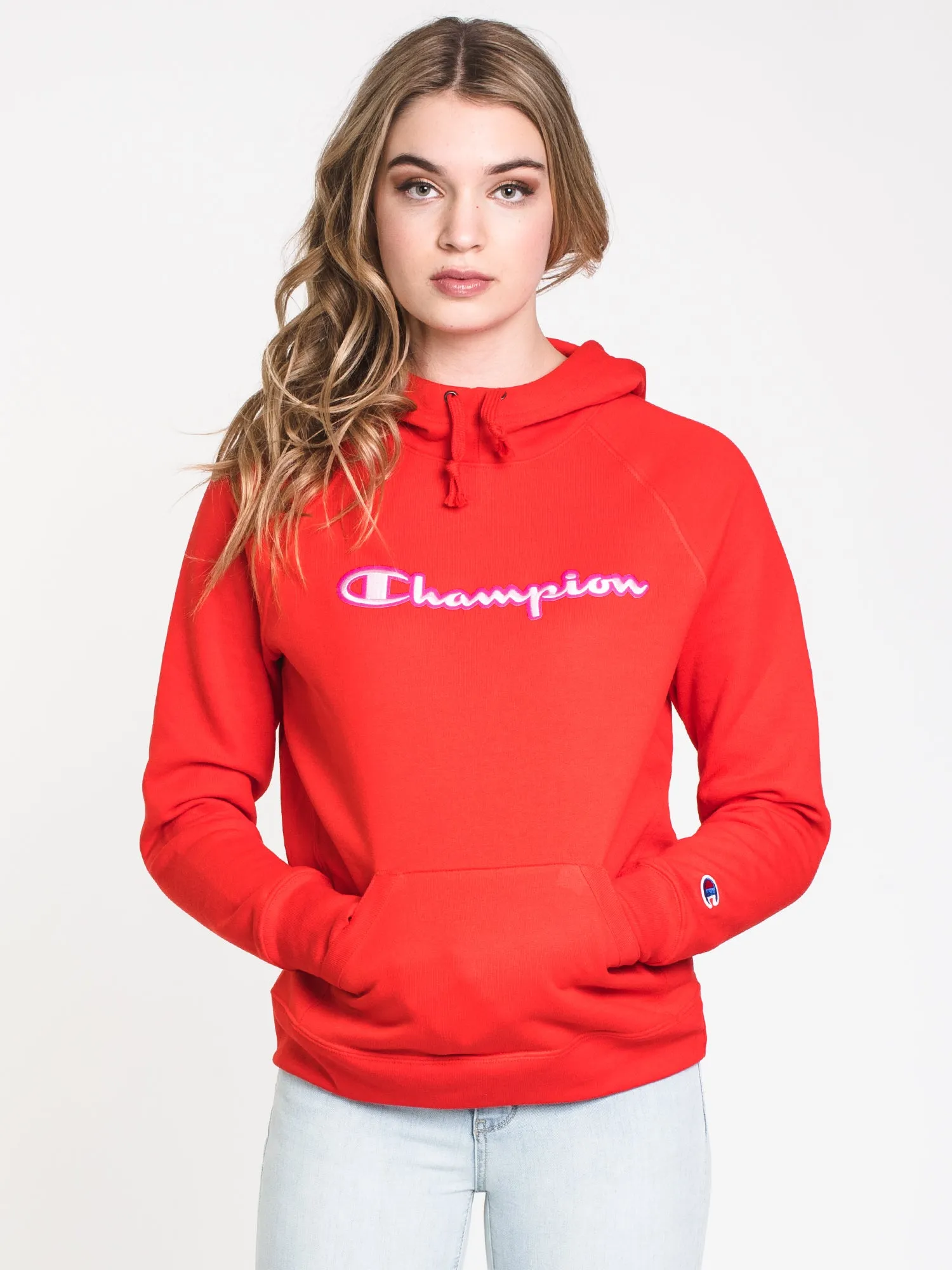 CHAMPION POWERBLEND SCRIPT PULLOVER HOODIE  - CLEARANCE