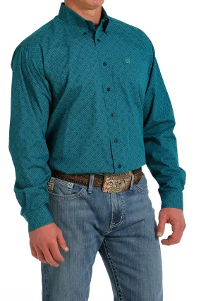 'Cinch' Men's Geo Print Classic Fit Button Down - Teal