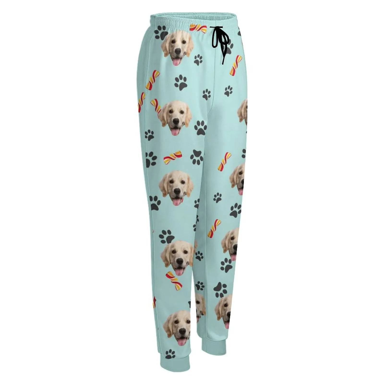 Custom Pet Face Foot Print Women's Sweatpants Personalized Closed Bottom Casual Joggers