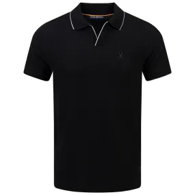 East Hills Johnny Collar Jacquard Polo Black - SS24