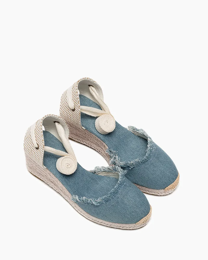 Espadrille Wedge Platform Lace Up Slingback Sandals