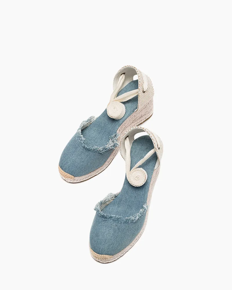 Espadrille Wedge Platform Lace Up Slingback Sandals