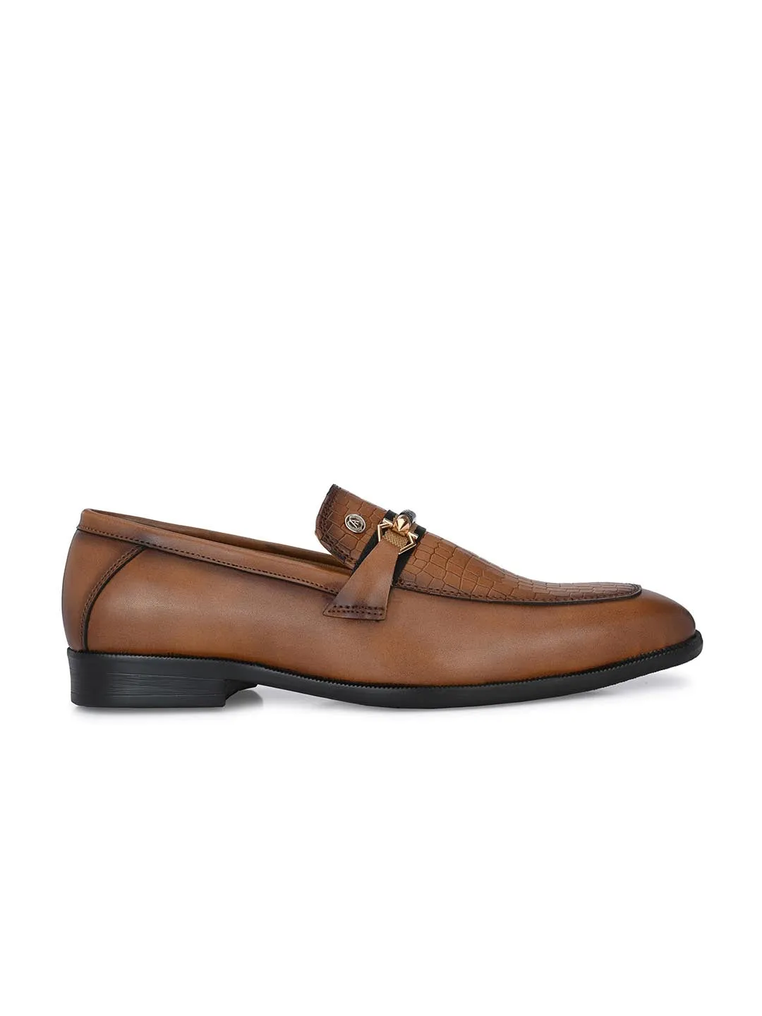 GENUINE LEATHER MEN'S CALABRIA TAN BUCKLE SLIP-ONS