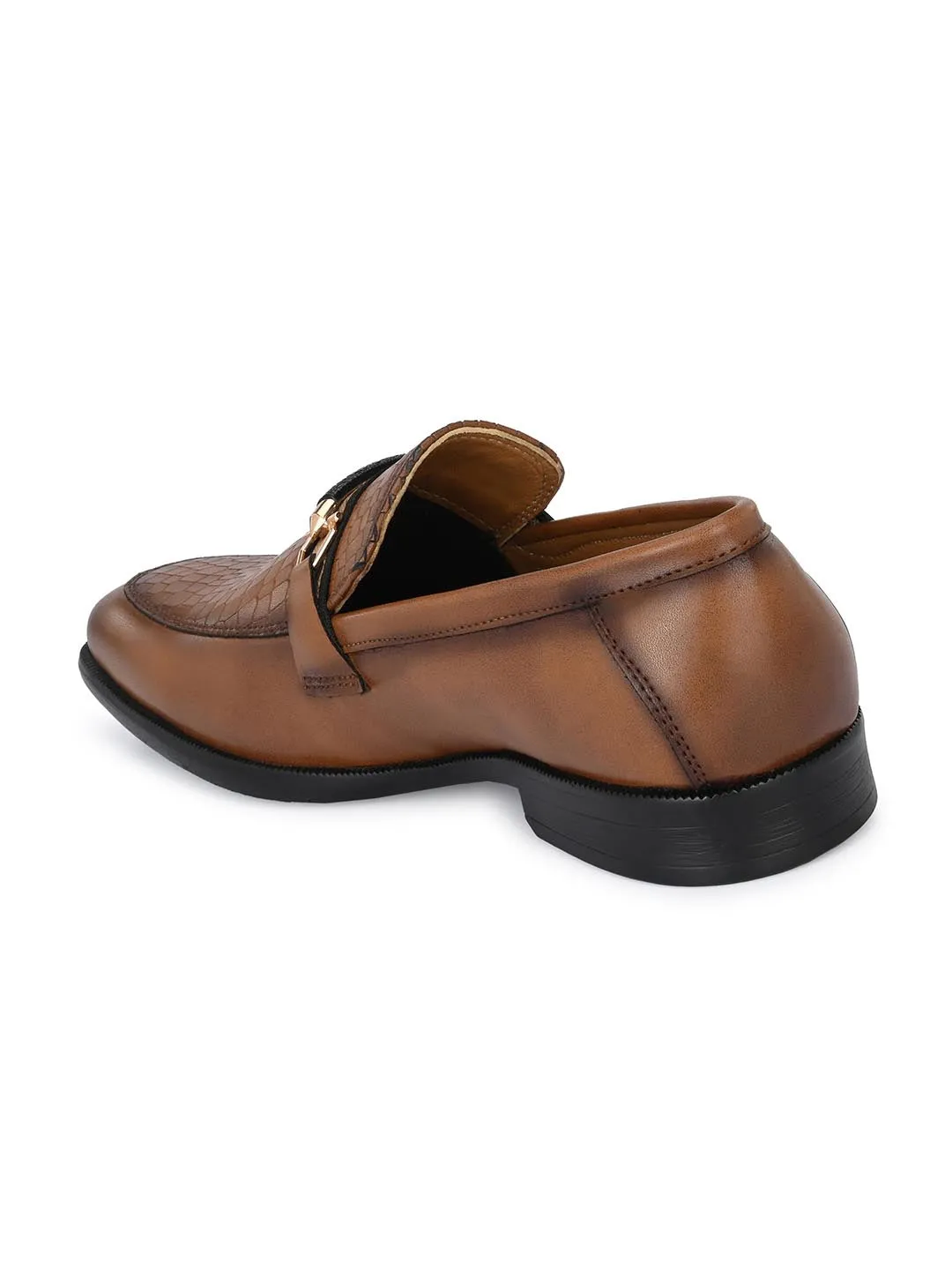 GENUINE LEATHER MEN'S CALABRIA TAN BUCKLE SLIP-ONS