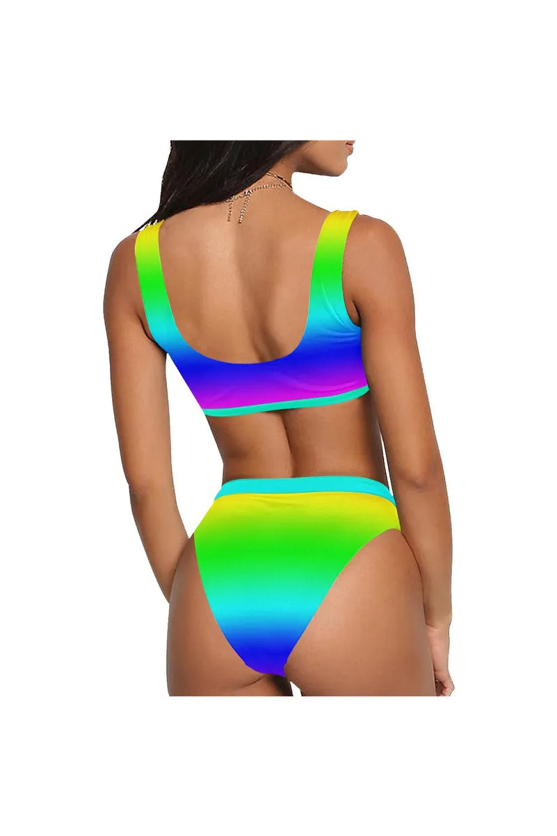 Gradient Sport Top & High-Waist Bikini Swimsuit