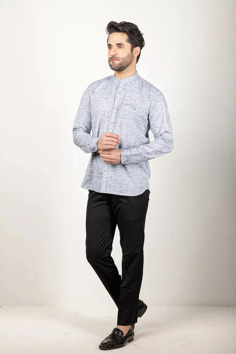 Grey-colored Two-Tone Yarn Dyed Shirt