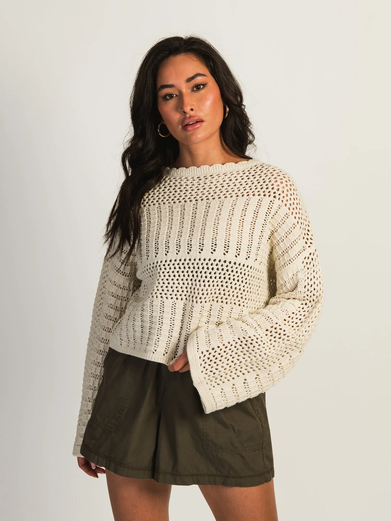 HARLOW LAYLA LONG SLEEVE CROCHET - CREAM