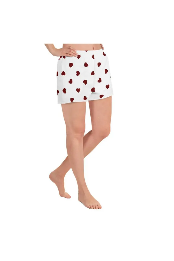 Hearts Print Women's Athletic Short Shorts