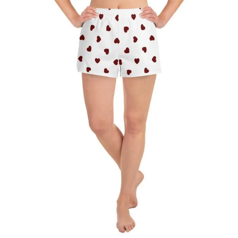 Hearts Print Women's Athletic Short Shorts