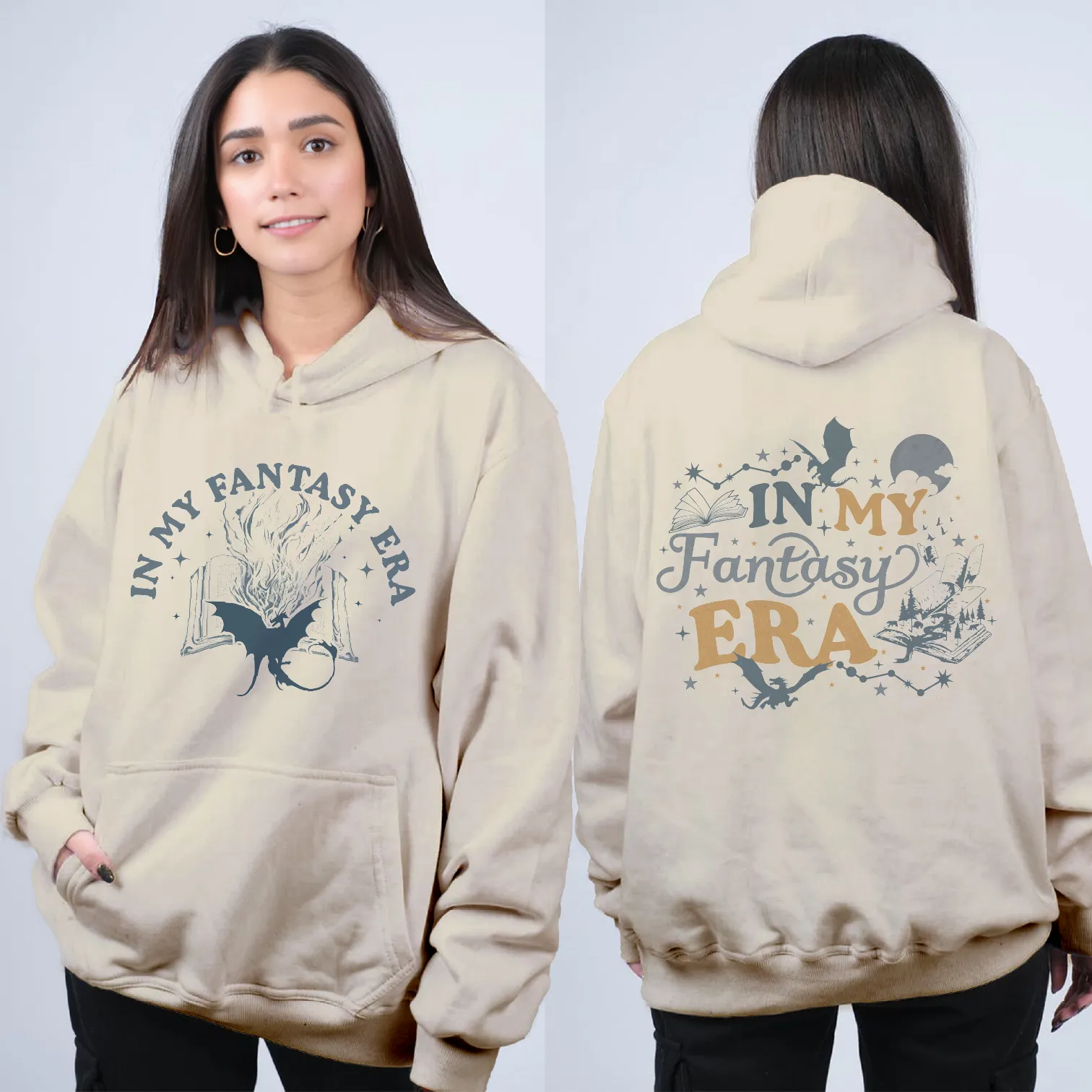 In My Fantasy Era Front and Back Print Dragon Gildan Hoodie