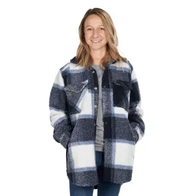 'KEY' Women's Boulevard Snap Front Shacket - Marlin Blue Plaid