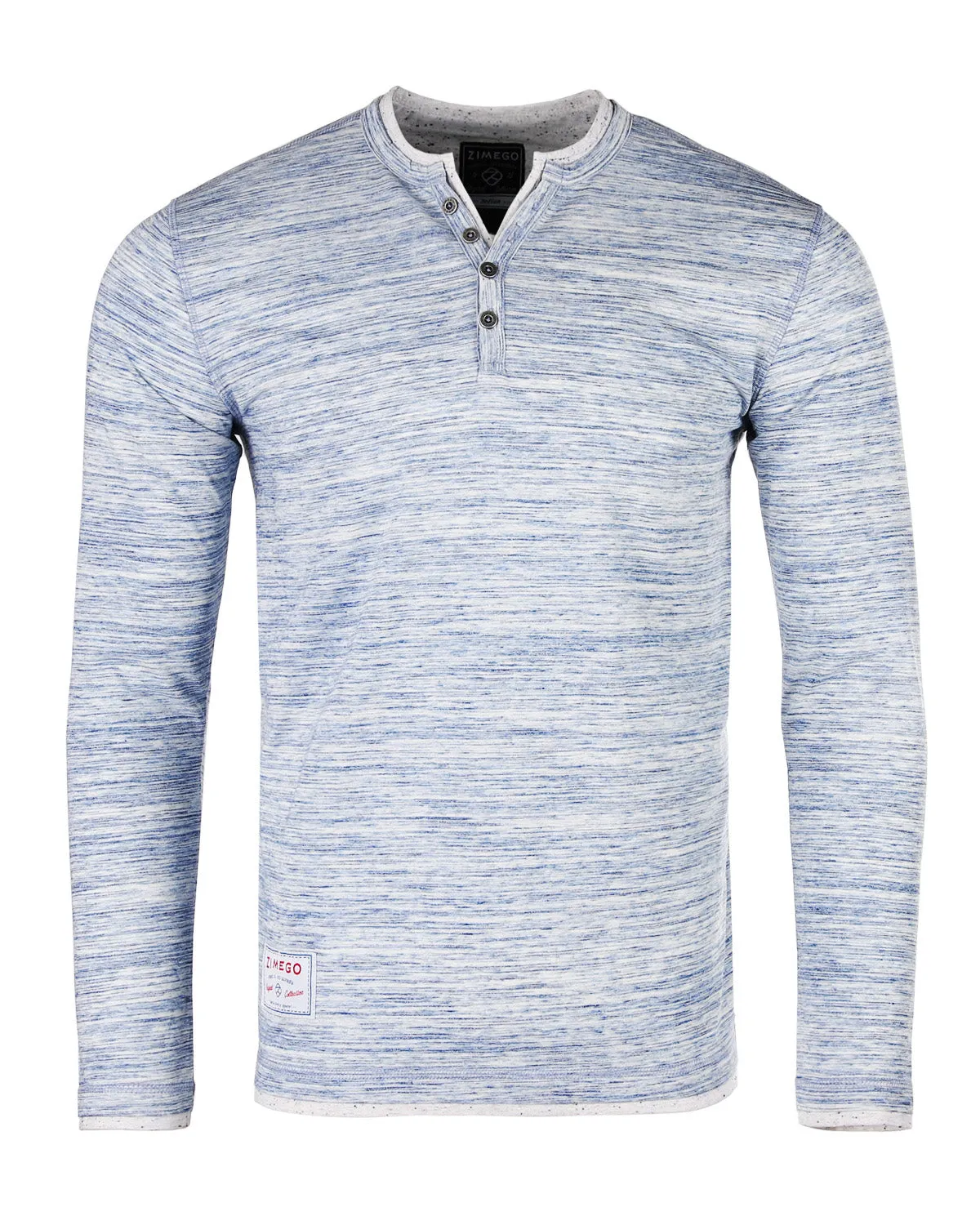 Light Blue Long Sleeve Double Layered Y-Neck Henley