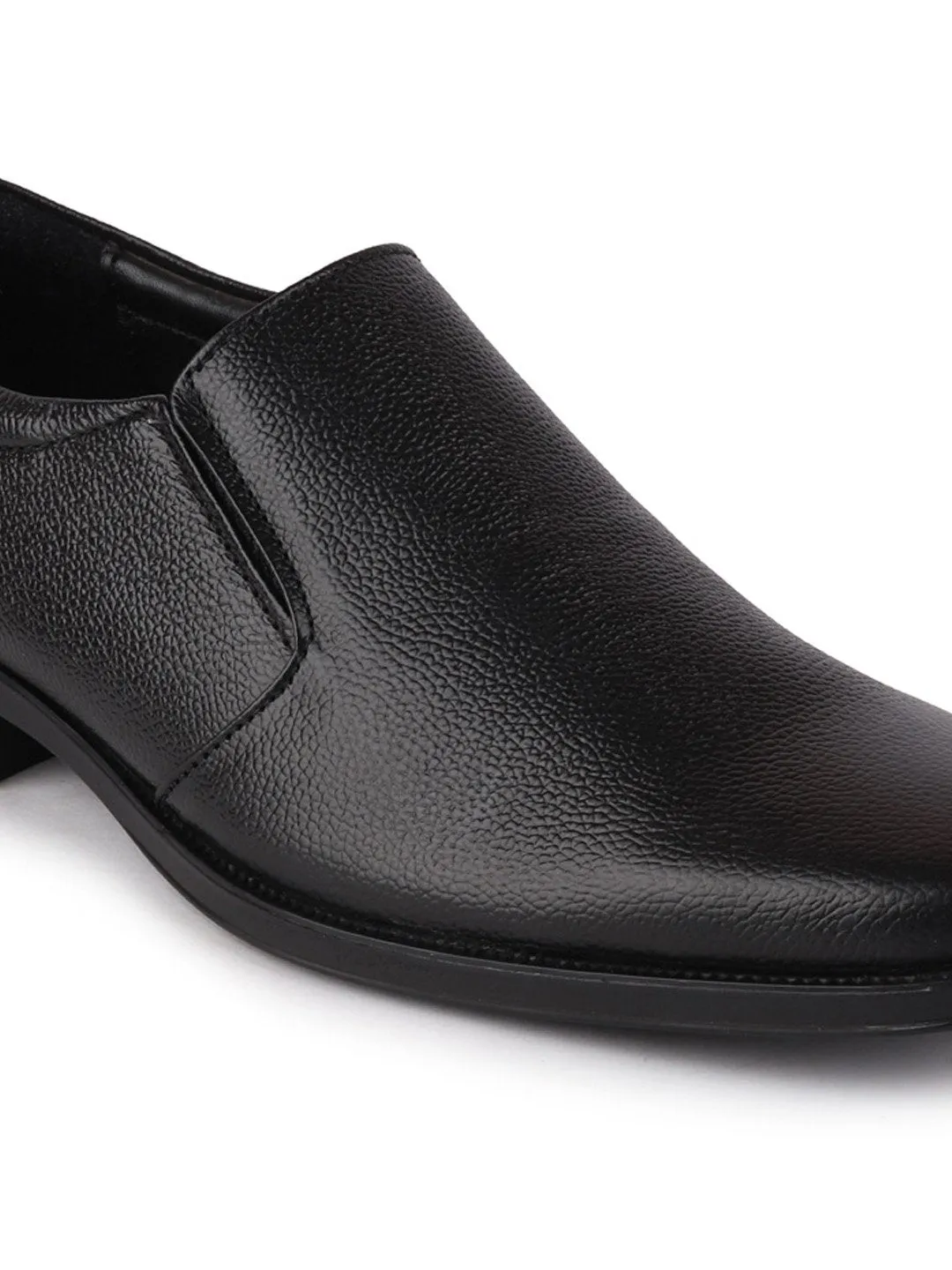 Men Black Plus Size Genuine Leather Formal Slip On Shoes