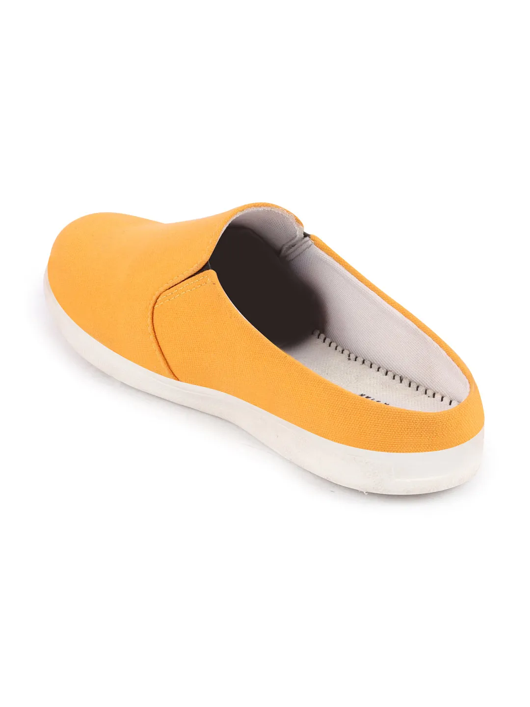 Men Yellow Casual Back Open Canvas Stylish Slip On Shoes