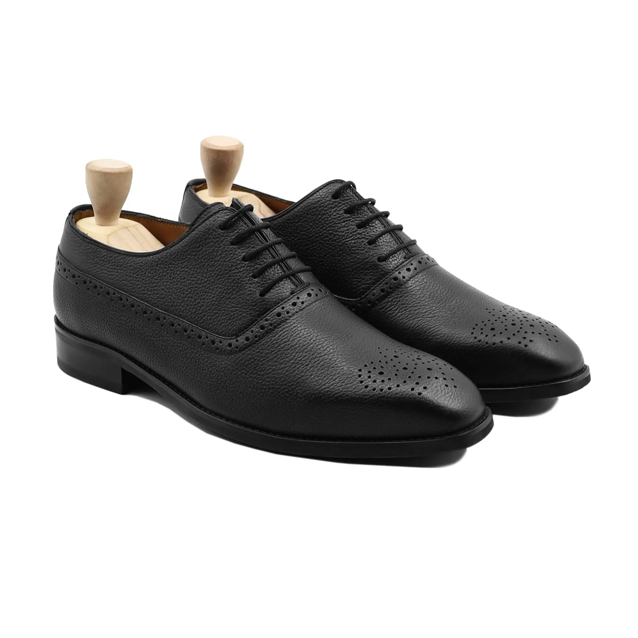 Monte - Men's Black Pebble Grain Oxford Shoe