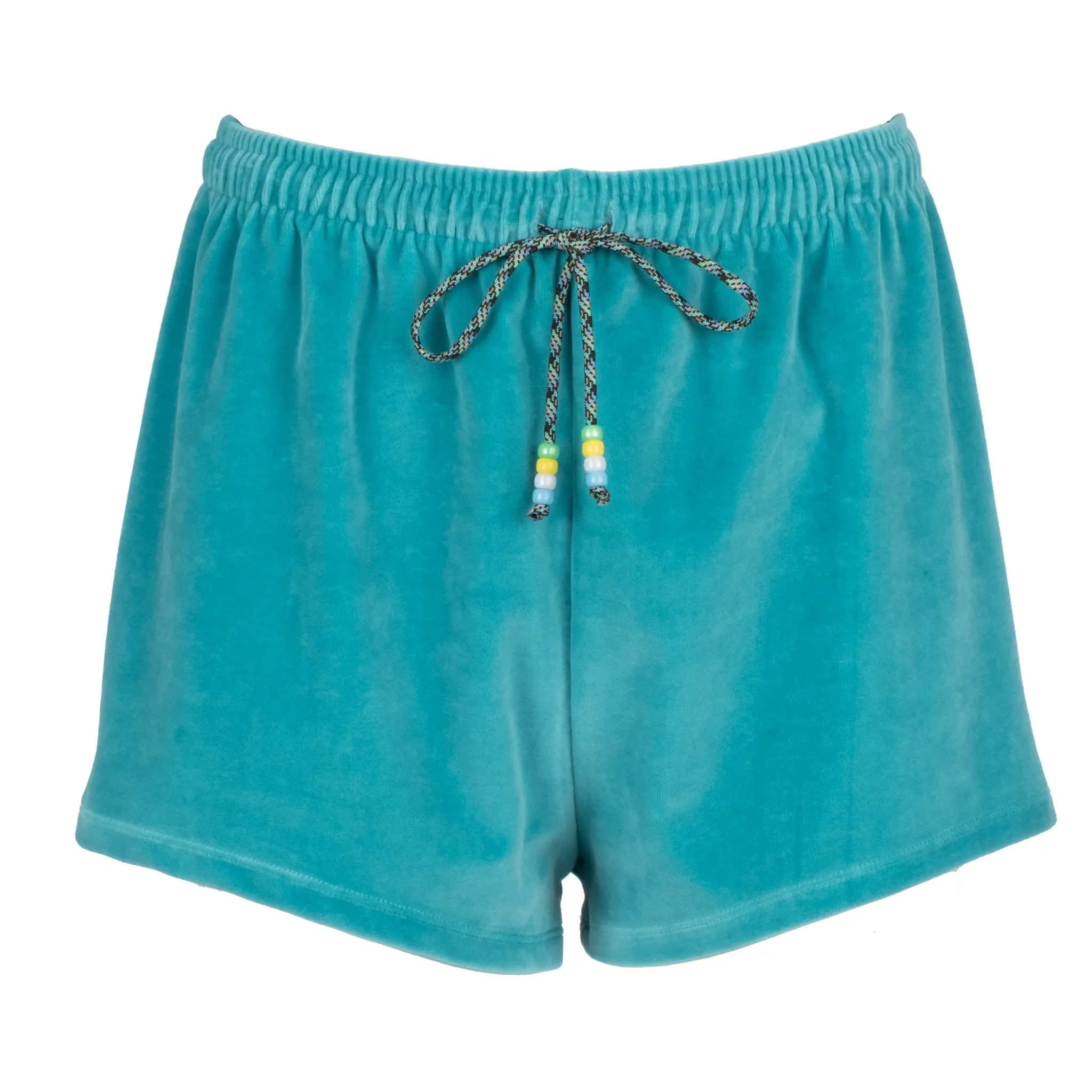 Neon Turquoise Velour Shorts