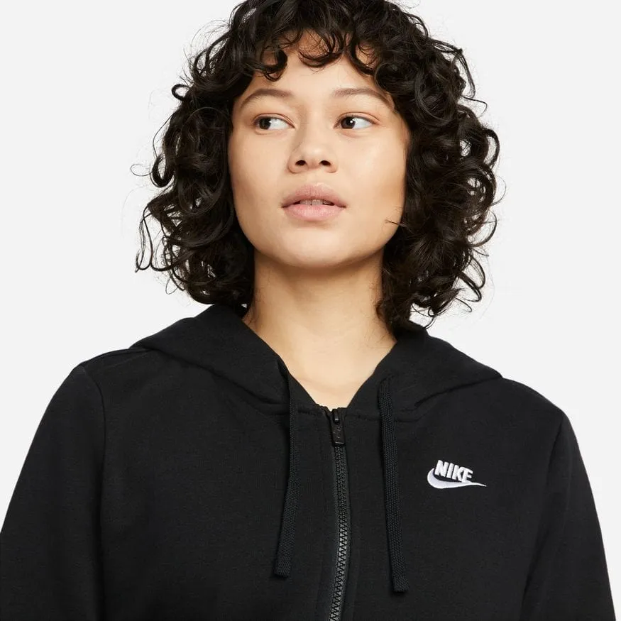 NIKE WOMEN'S SPORTSWEAR CLUB FLEECE BLACK FULL-ZIP JACKET