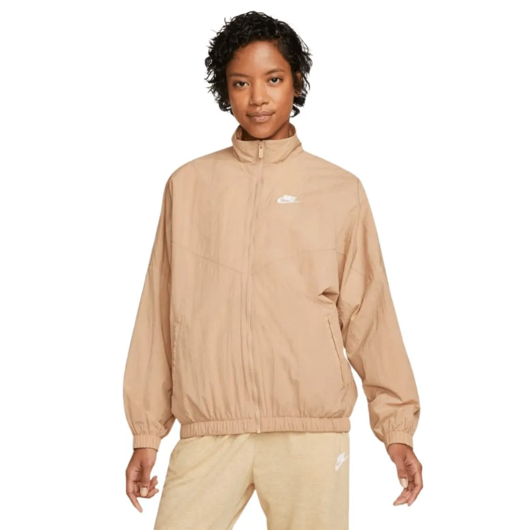 NIKE WOMEN'S SPORTSWEAR ESSENTIAL WINDRUNNER BEIGE WOVEN JACKET