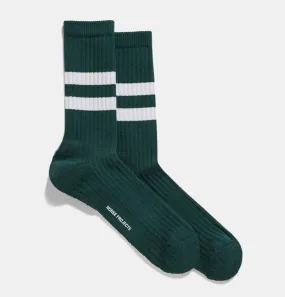 Norse Projects Bjarki Cotton Sports Socks in Deep Sea Green