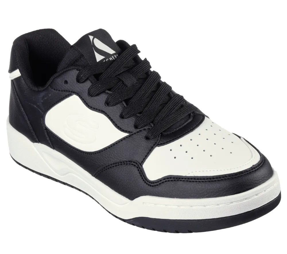 Pantofi sport, barbati, SKECHERS KOOPA VOLLEY LOW VARSITY 183240-BKW negru, piele ecologica