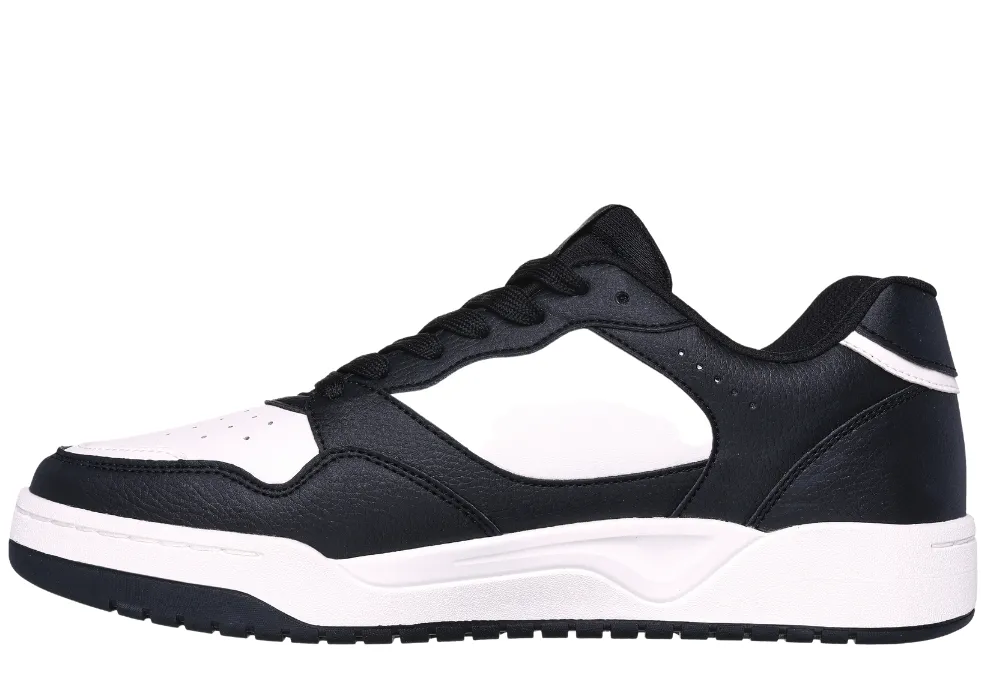 Pantofi sport, barbati, SKECHERS KOOPA VOLLEY LOW VARSITY 183240-BKW negru, piele ecologica