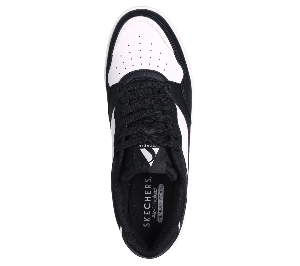 Pantofi sport, barbati, SKECHERS KOOPA VOLLEY LOW VARSITY 183240-BKW negru, piele ecologica