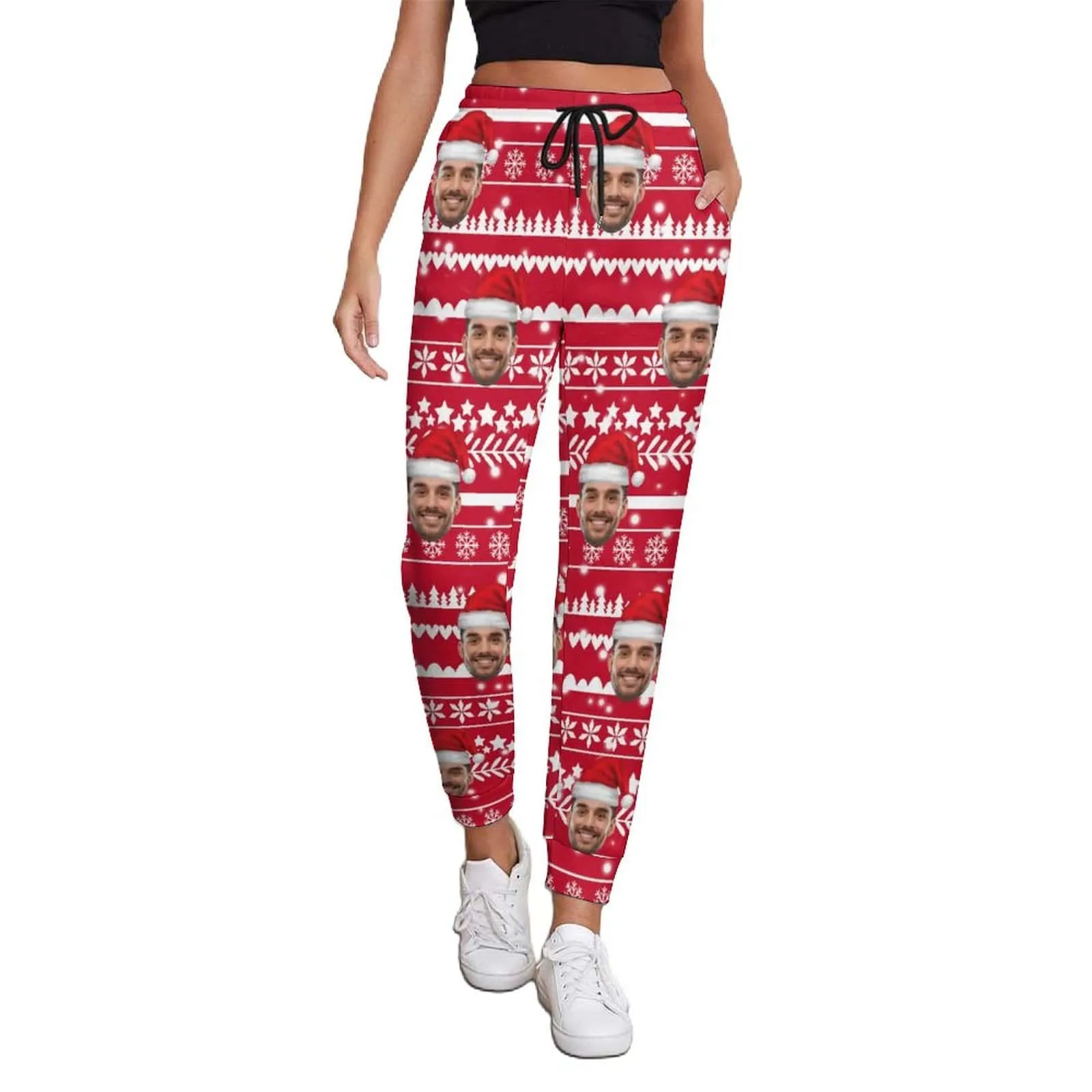 Personalized Christmas Sweatpants Custom Face Pants Women's All Over Print Personalized Casual Sweatpants