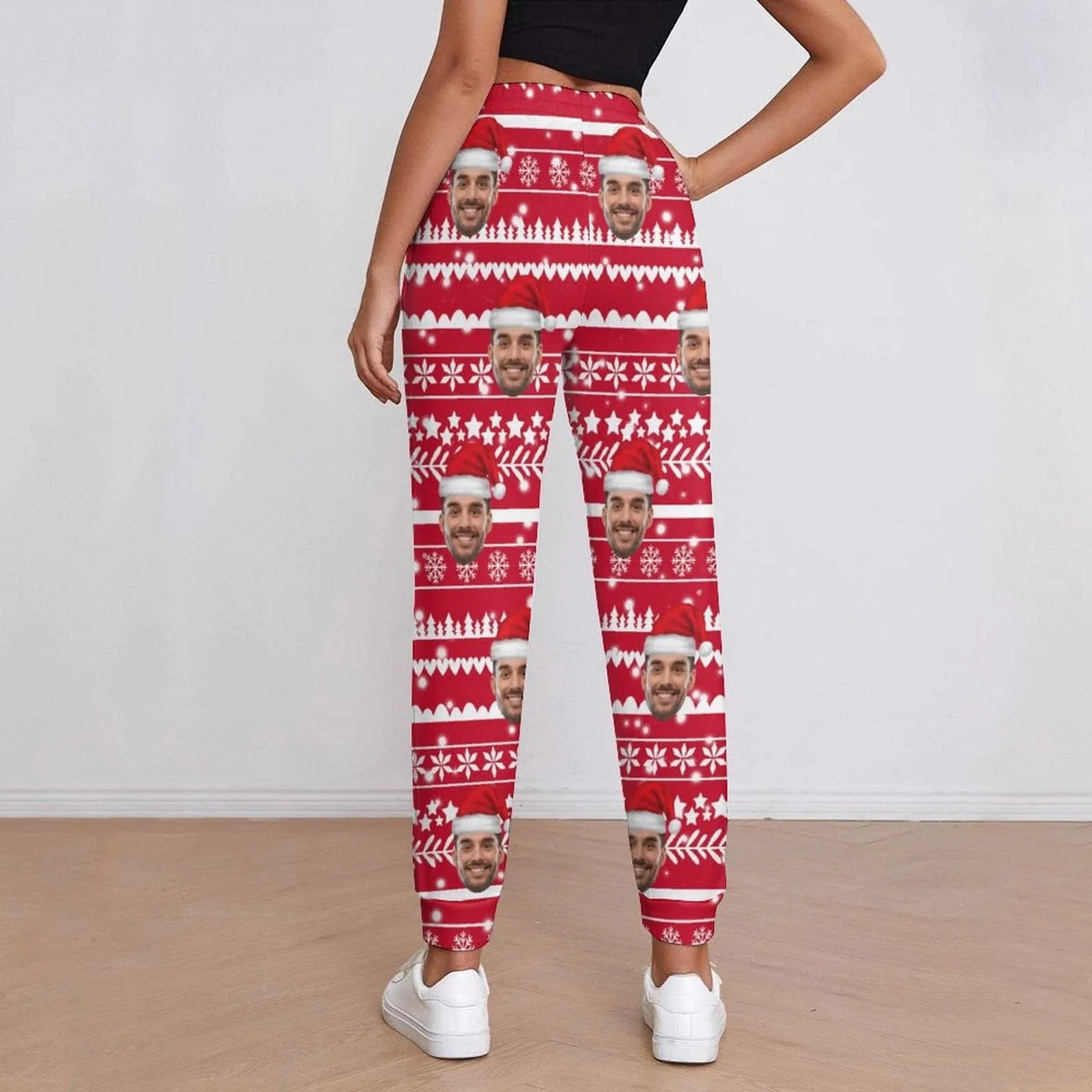 Personalized Christmas Sweatpants Custom Face Pants Women's All Over Print Personalized Casual Sweatpants