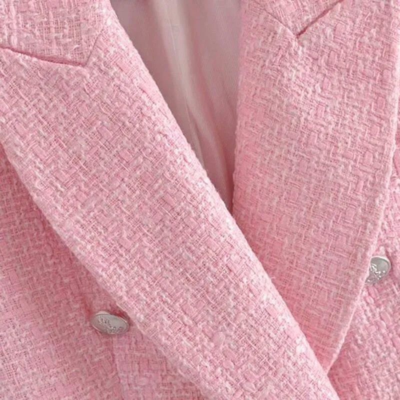 Pink Tweed Blazer Women - Formal-Business - Plain-Solid