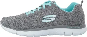 Skechers Flex Appeal 2.0 Light Blue Gray Fashion Lcae Up Textile Sport Sneakers