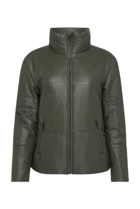 Uptown Puffer Jacket Bottlebush Green Leather