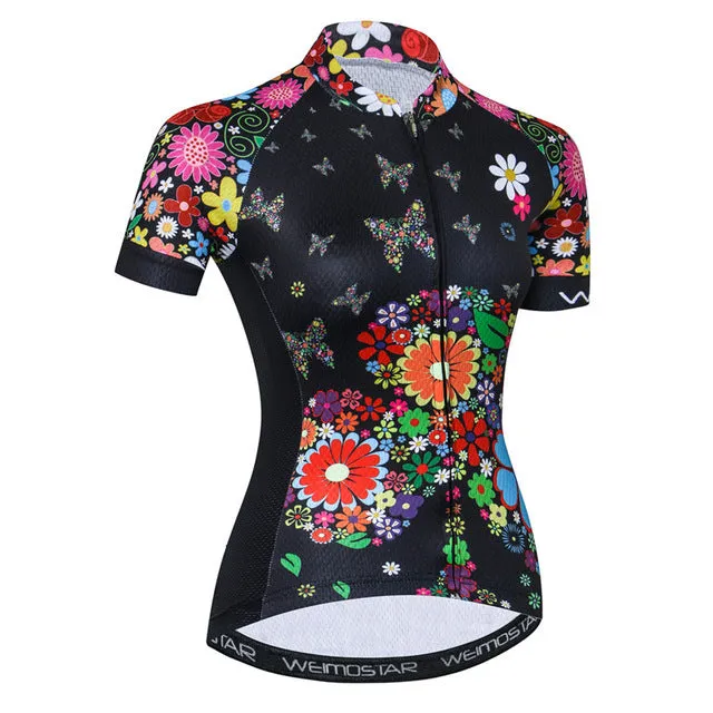 Weimostar Beautiful Cycling Jersey Women Mountain Road Bike Jersey Shirt Summer Breathable MTB Bicycle Clothing Maillot Ciclismo