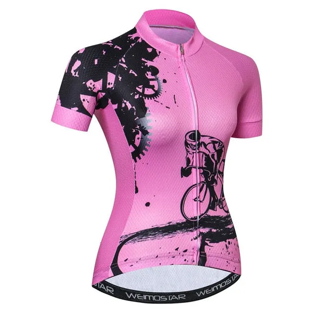 Weimostar Beautiful Cycling Jersey Women Mountain Road Bike Jersey Shirt Summer Breathable MTB Bicycle Clothing Maillot Ciclismo