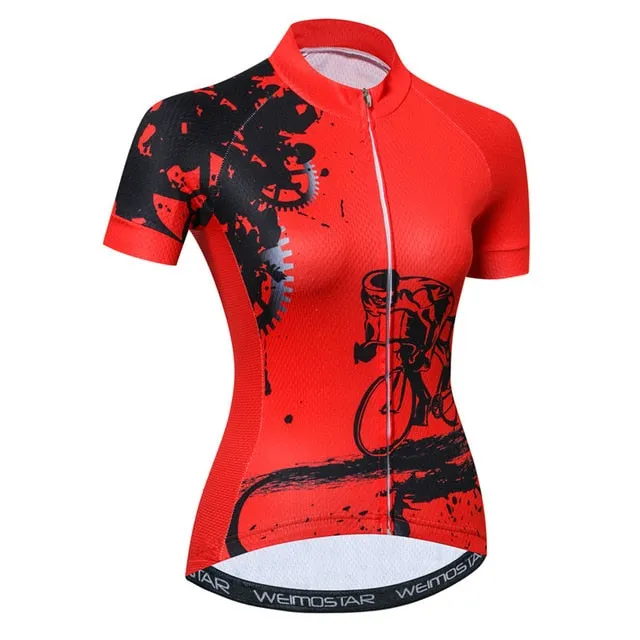 Weimostar Beautiful Cycling Jersey Women Mountain Road Bike Jersey Shirt Summer Breathable MTB Bicycle Clothing Maillot Ciclismo