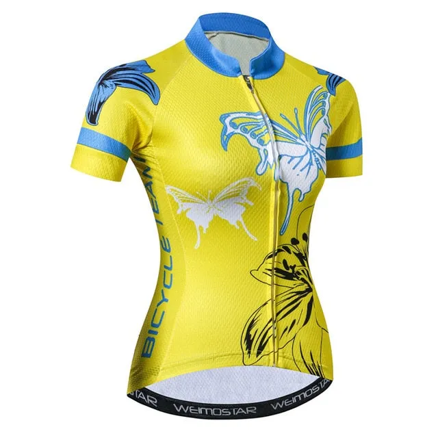 Weimostar Beautiful Cycling Jersey Women Mountain Road Bike Jersey Shirt Summer Breathable MTB Bicycle Clothing Maillot Ciclismo