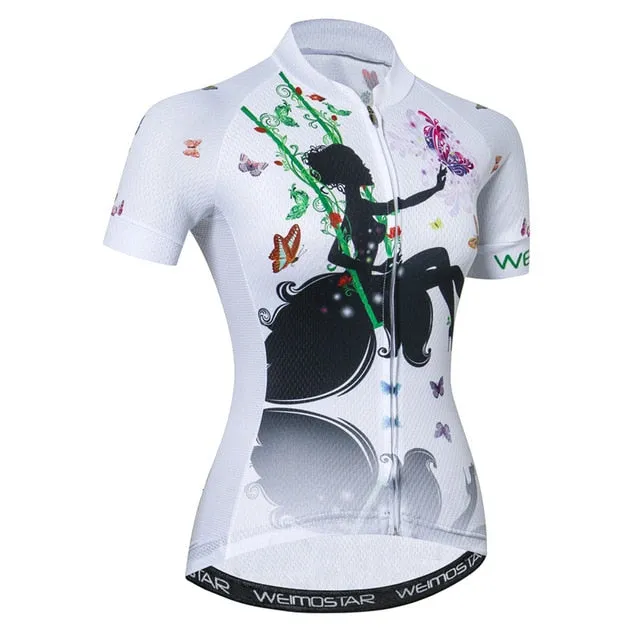 Weimostar Beautiful Cycling Jersey Women Mountain Road Bike Jersey Shirt Summer Breathable MTB Bicycle Clothing Maillot Ciclismo