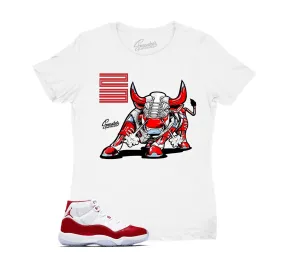 Womens Varsity Red 11 Shirt - Bull - White