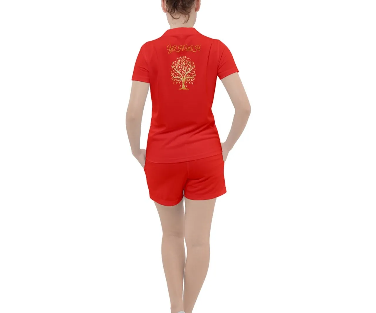 Yahuah-Tree of Life 01 Elected Ladies Designer Mesh Tee and Shorts Set